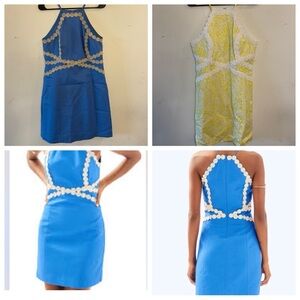 Lilly Pulitzer gold blue coin dress, size 8